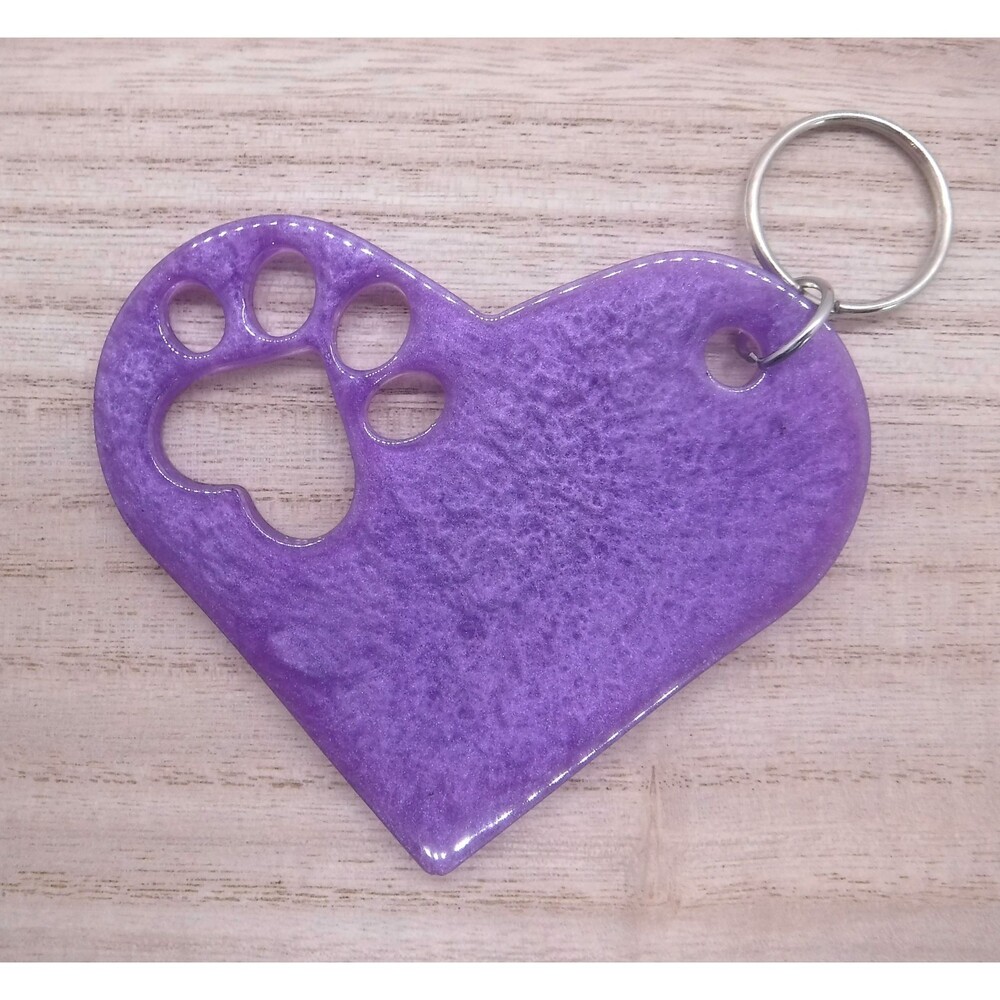 Keychain Heart w/ Paw Print